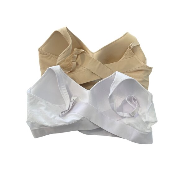 Rhonda Shear 2Pk Molded Cup Bra with Wrap Back Size 2X White Light Beige 624.4 - Picture 3 of 9